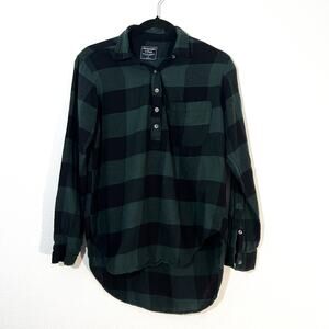Abercrombie & Fitch Flannel Shirt Womens S Plaid Henley Preppy Grunge Casual